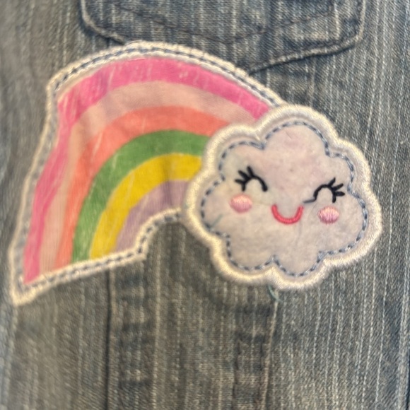 Nanette kids little girls denim jean jacket with patches rainbow hearts size 4 - Picture 6 of 8